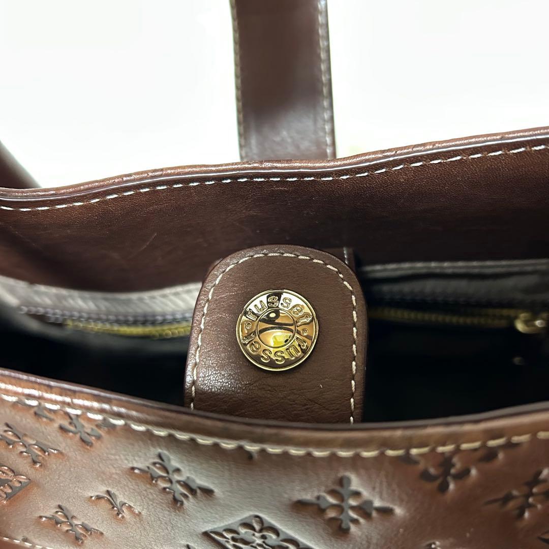 【美品】希少！袋付き ラシット 型押し アナグラム レザー A4トートバッグ