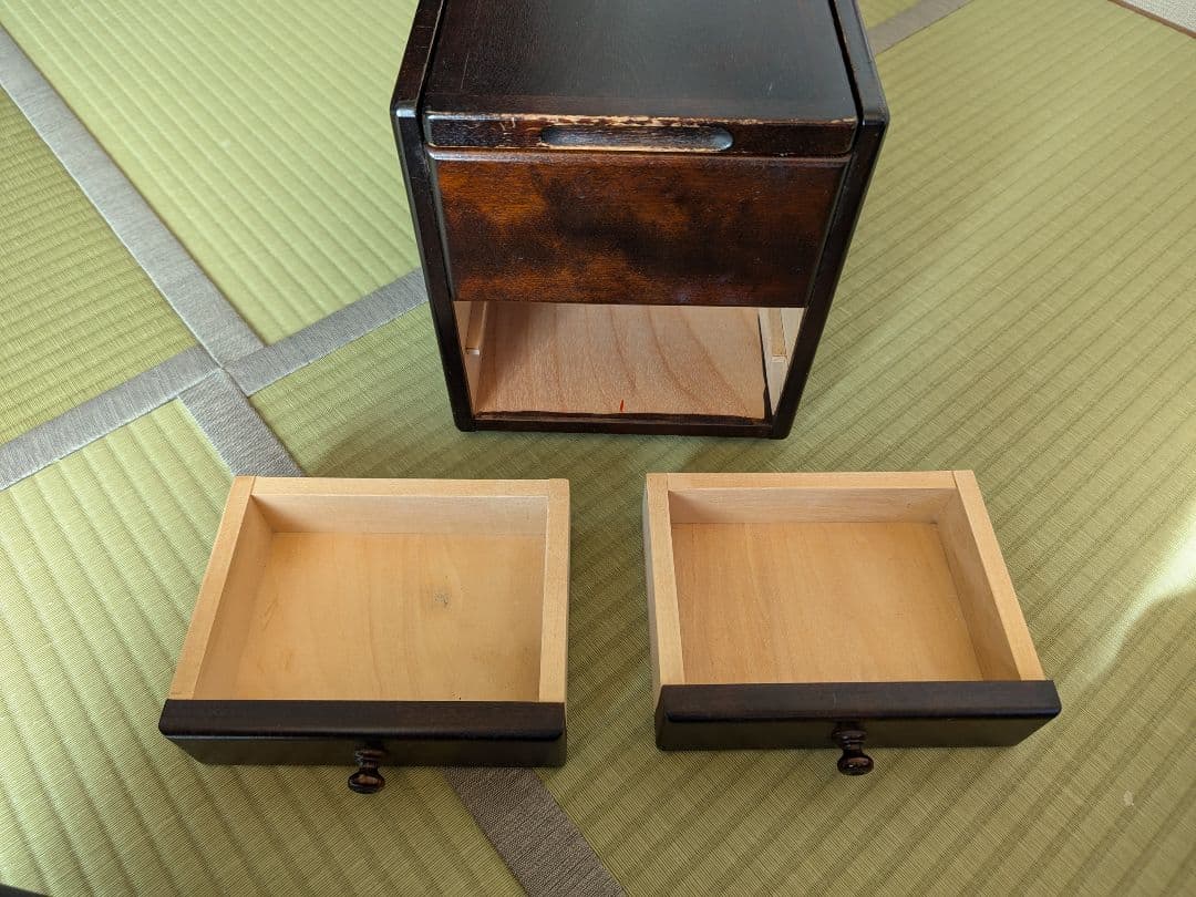 北海道民芸家具 ホクミン 小物入れ ミラー付き 鏡付き 化粧道具入れ 化粧品入れ