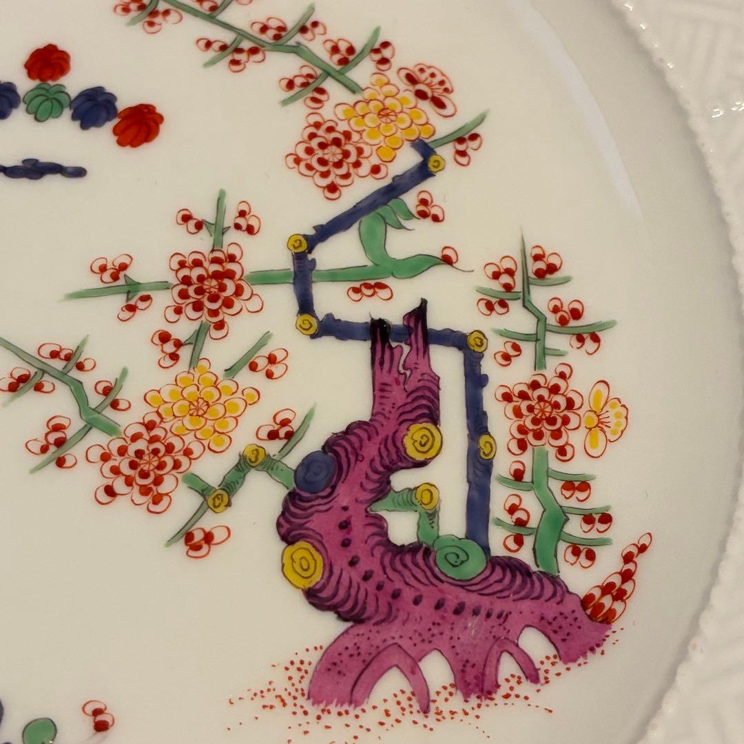 【Meissen】シノワズリ 柿右衛門様式 竹虎 黄獅子 22cm丸皿プレート