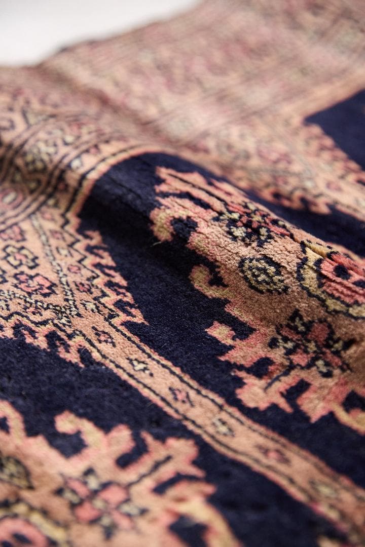 ヴィンテージラグ トライバルラグ　ラホール産（136×65cm）紺　黒　ベージュ