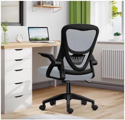 デスクチェア グレー疲れないオフィスチェア 跳ね上げ肘 在宅ワーク✨