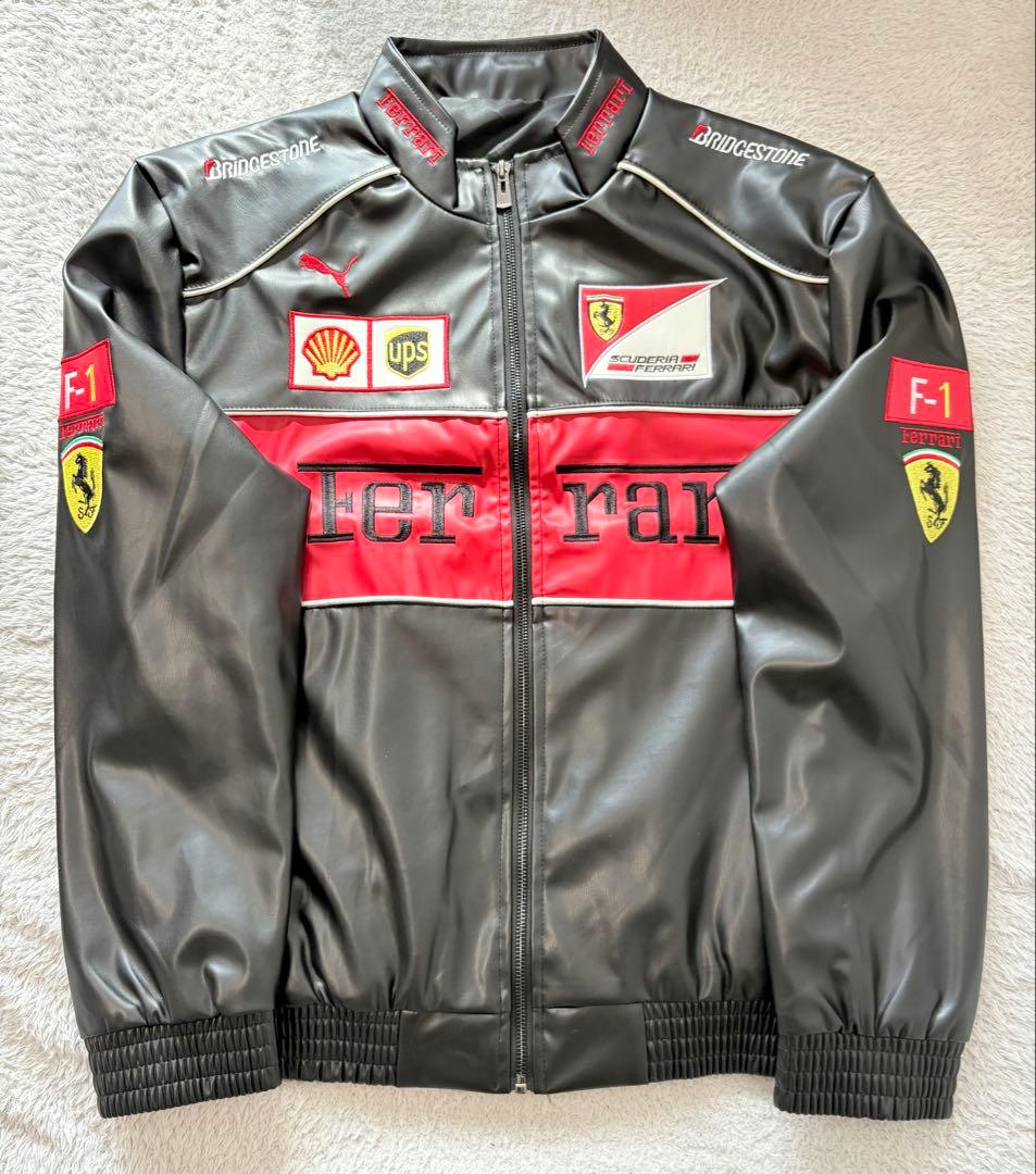 FERRARI ロゴ入り　ヴィンテージレザージャケット Lサイズ