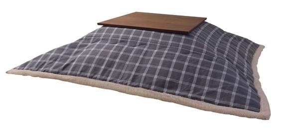 おしゃれ ふかふか かわいい 暖かい 正方形 こたつ布団 チェック柄グレー