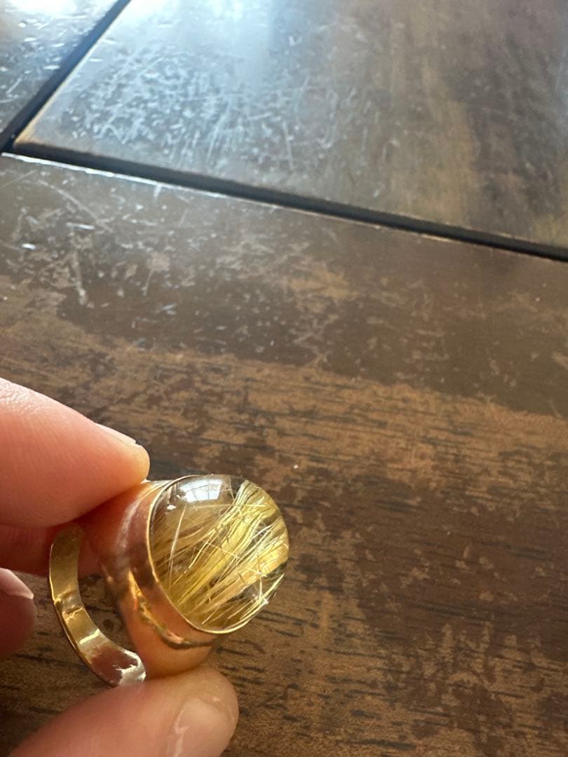 K18ルチルクォーツ 指輪 金運 パワーストーン