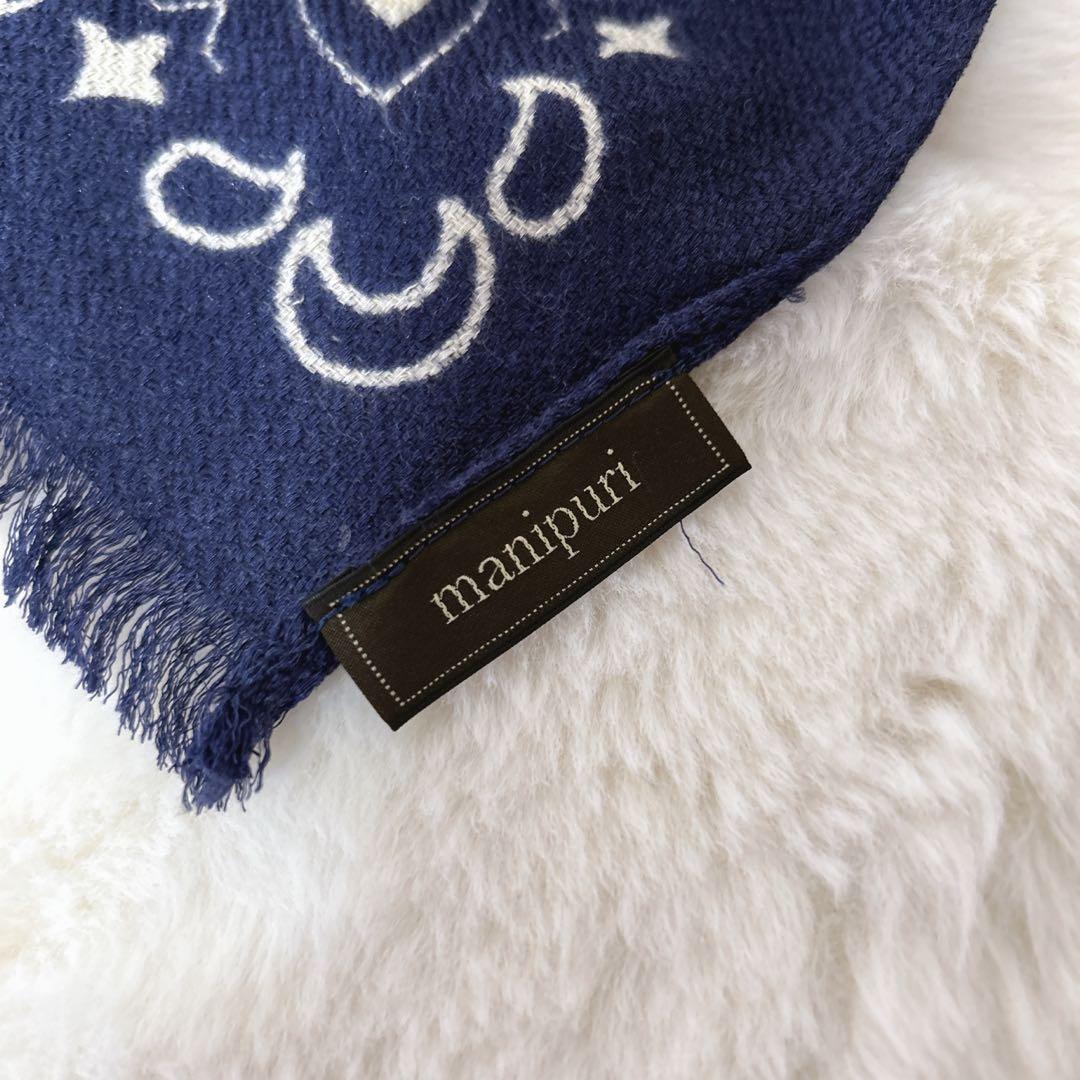 マニプリ　manipuri ペイズリー柄　ウールシルクストール　大判