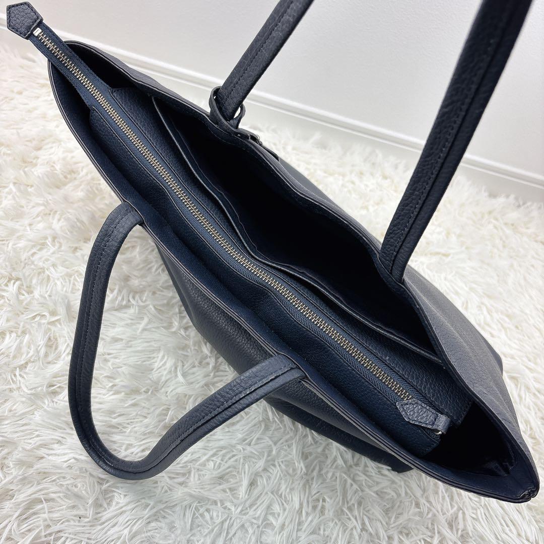 美品✨ユナイテッドアローズ レザートート ネイビー ポーチ付 A4大容量