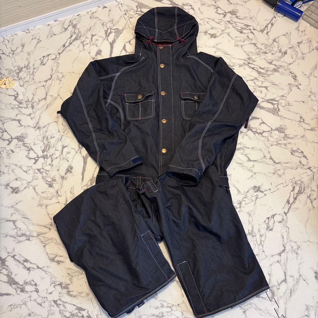 美品X-niX スノーウェア　デニム　上下　ツナギ　スノーボード　Lサイズ