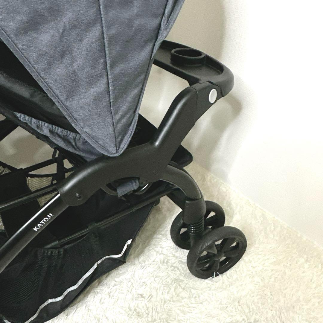 極美品 KATOJI カトージ 二人乗り 二人でゴーDX　レインカバー付　デニム