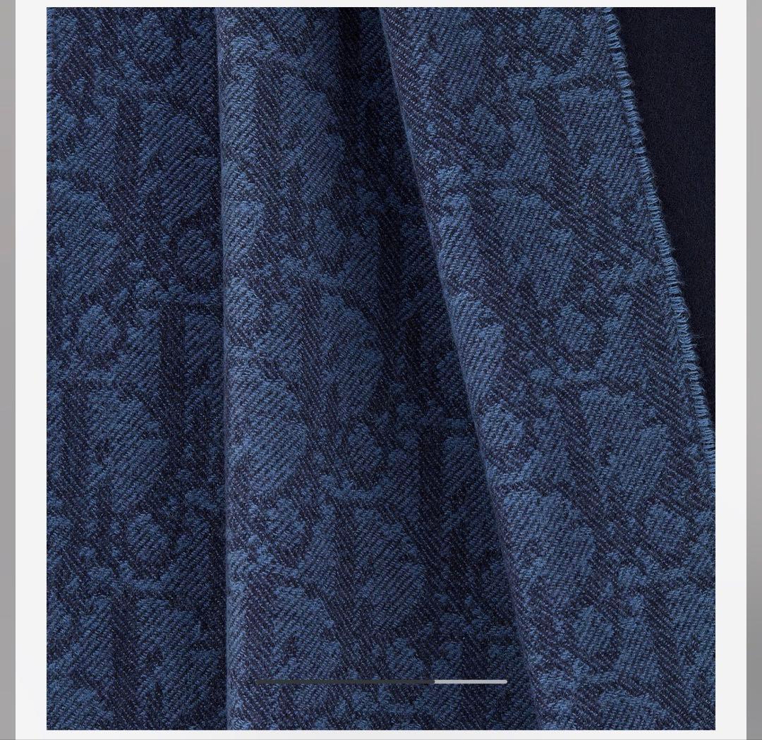 ディオールオム トロッター ダブルフェースマフラー ストール　紺　ネイビー