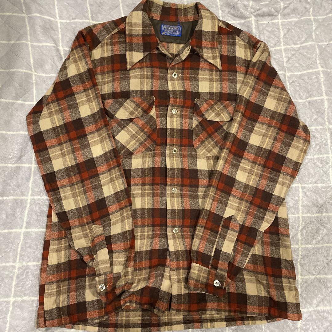 70s ペンドルトン ボードシャツ USA製 ブラウン　開襟　ビンテージ