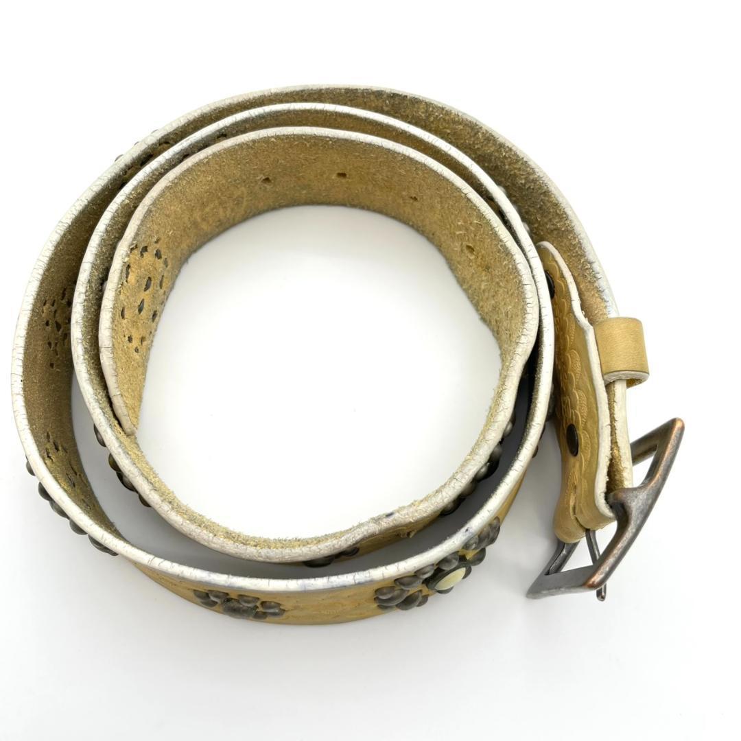 HTC エイチティーシ ベルト ビジュー スタッズ 装飾 レザー ロゴ金具