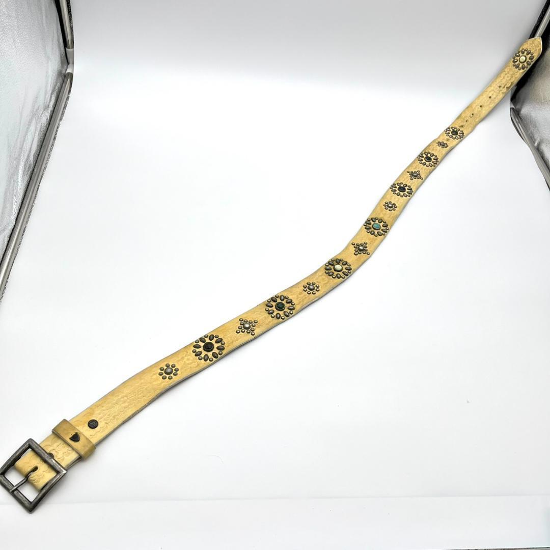 HTC エイチティーシ ベルト ビジュー スタッズ 装飾 レザー ロゴ金具