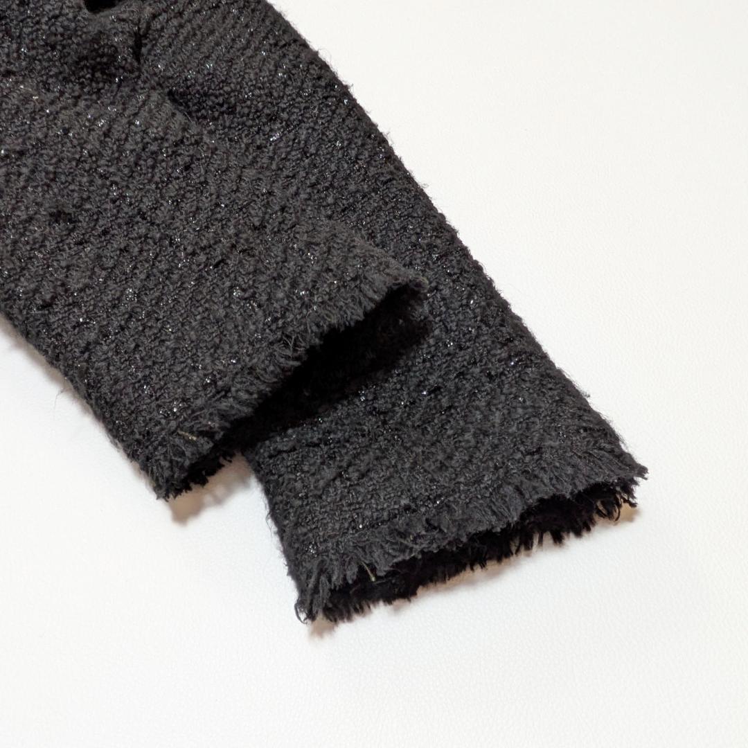 美品 23年AW ルルウィルビー ジオリカラメツイードクルーコート ブラック