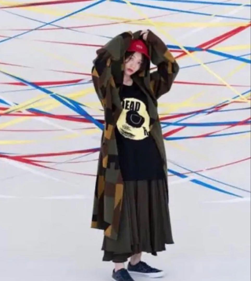 hazama 迷宮入りのニットガウン カーキ