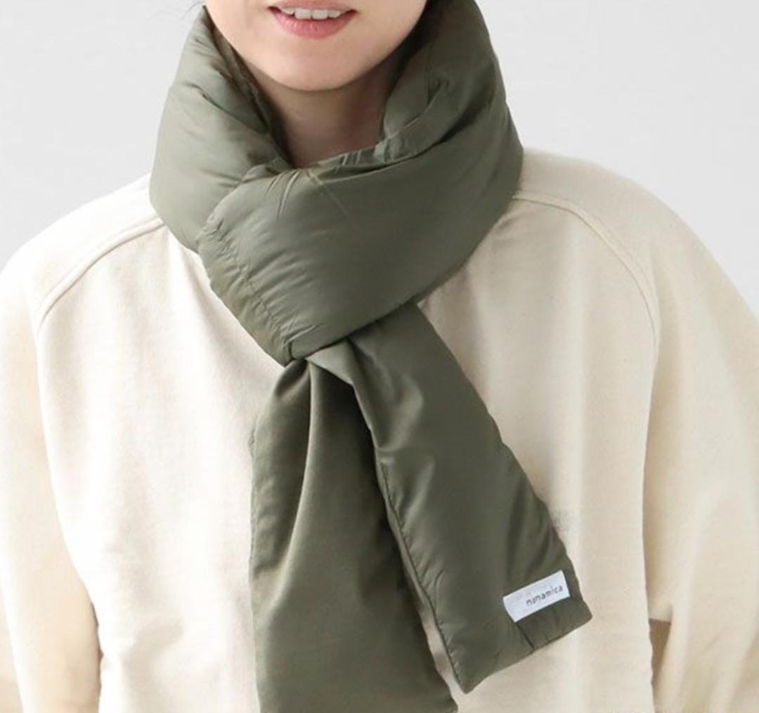 未使用 ナナミカ ダウンマフラー カーキ SUKF250 男女兼用