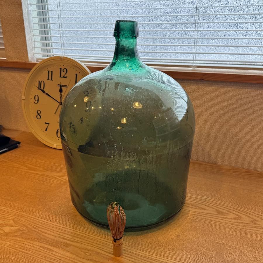 昭和レトロ 特大デミジョンボトル ガラス瓶 緑 花瓶 アンティーク 高さ43cm