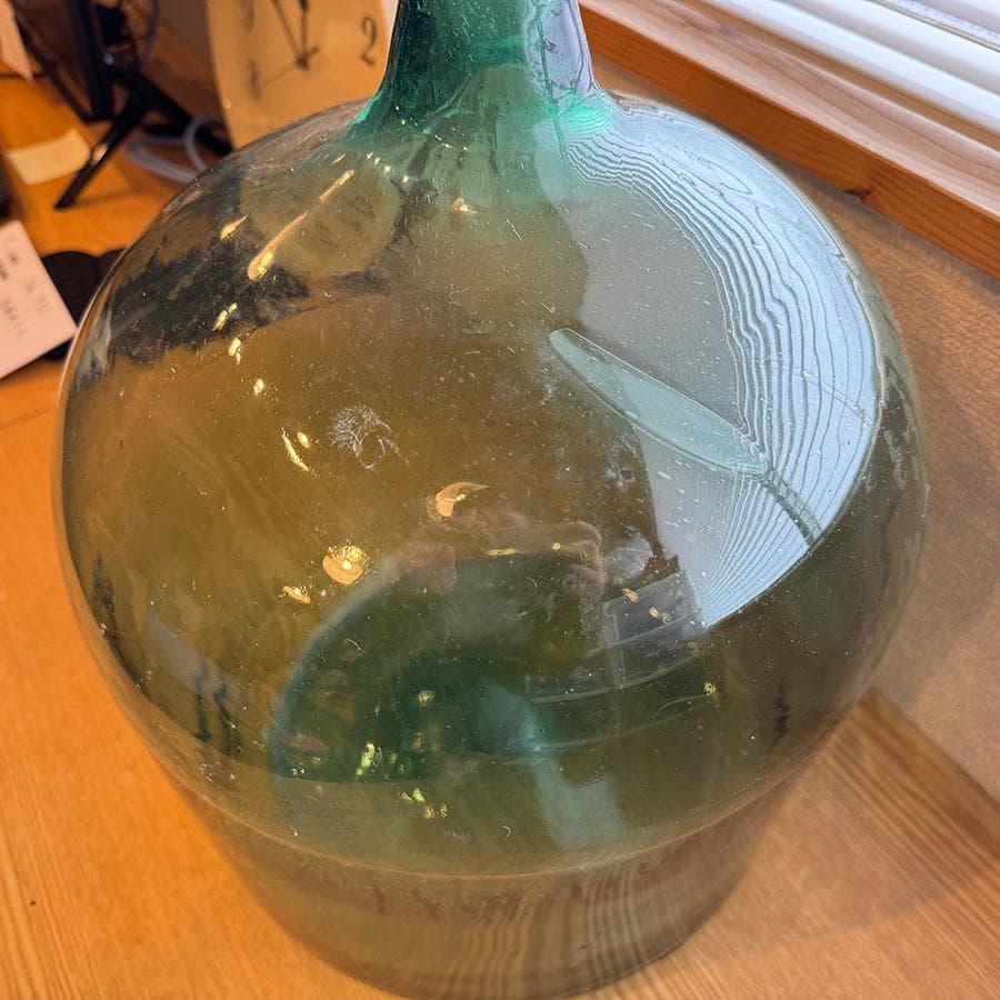 昭和レトロ 特大デミジョンボトル ガラス瓶 緑 花瓶 アンティーク 高さ43cm