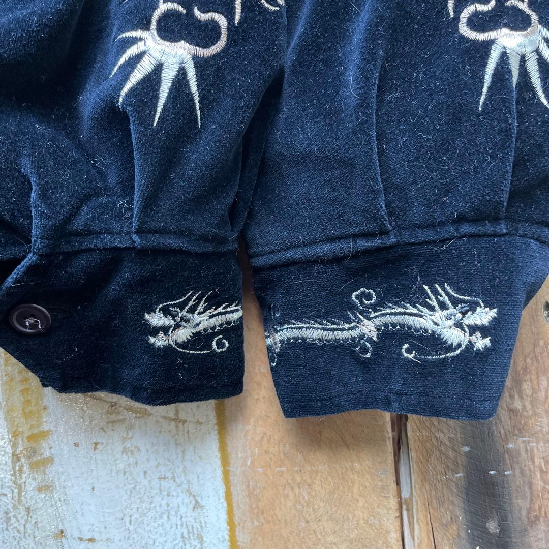 00s SLOW HAND ドラゴン刺繍 ベロア　スカジャン ブラック