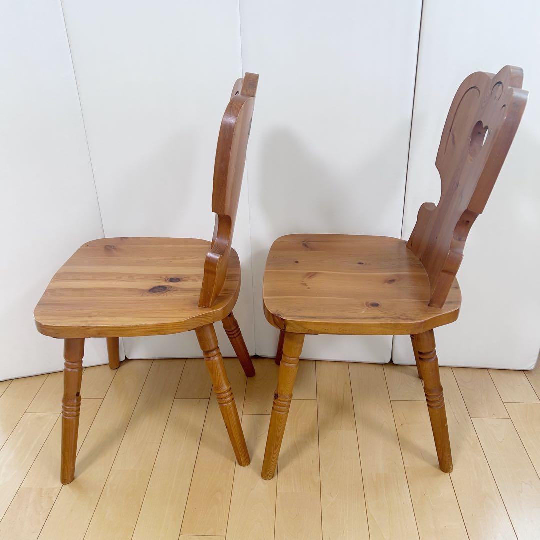 木の温もり　カントリー　ウッドチェア　ダイニング　2脚セット ハート形