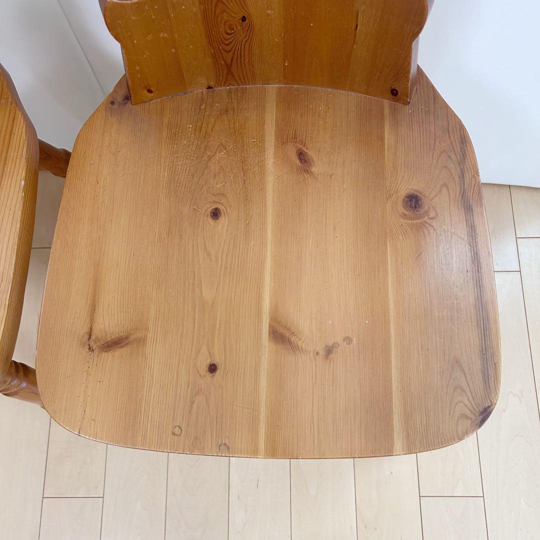 木の温もり　カントリー　ウッドチェア　ダイニング　2脚セット ハート形