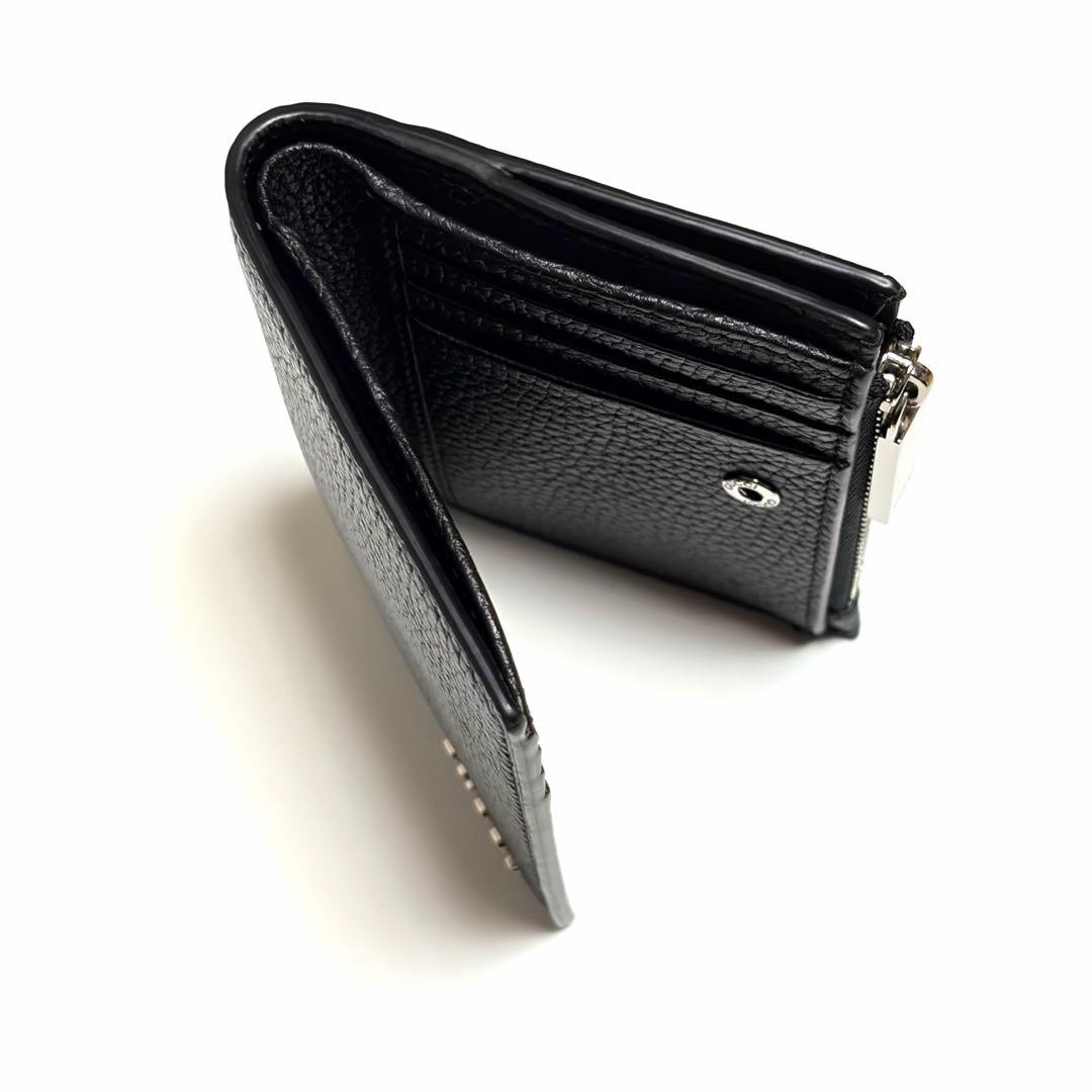 GUCCI 二つ折り財布 ブラック レザー シルバー 美品 未使用に近い 箱付き