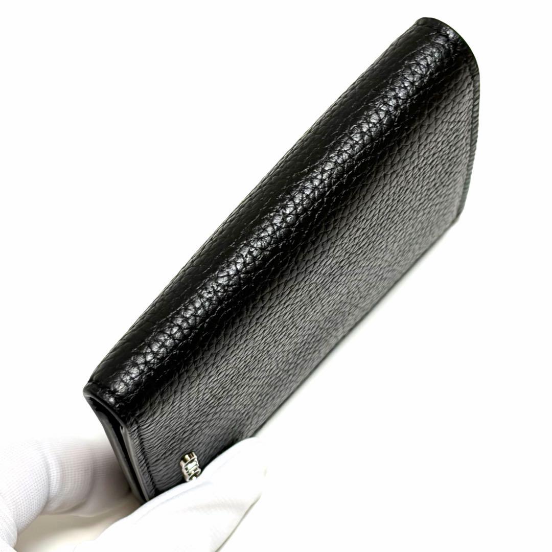 GUCCI 二つ折り財布 ブラック レザー シルバー 美品 未使用に近い 箱付き