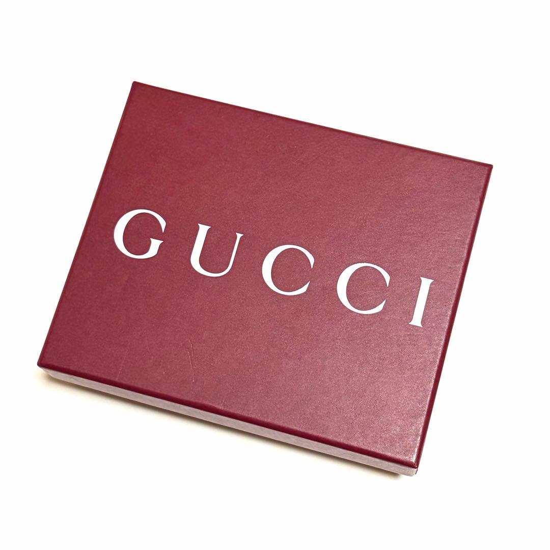 GUCCI 二つ折り財布 ブラック レザー シルバー 美品 未使用に近い 箱付き