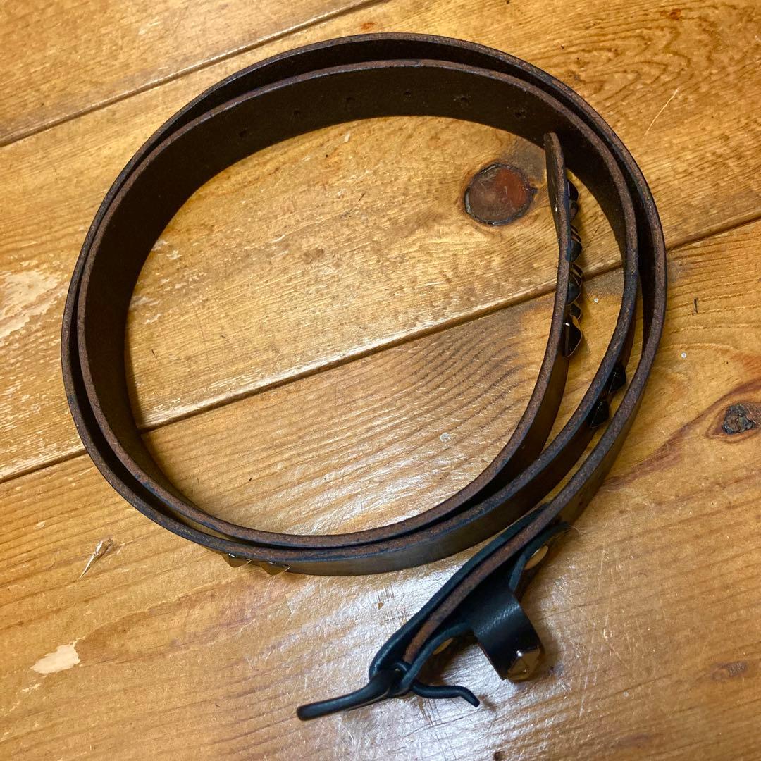 ☆茶芯ナロースタッズベルト24mmサドルレザー htcベルトcallyお好きな方