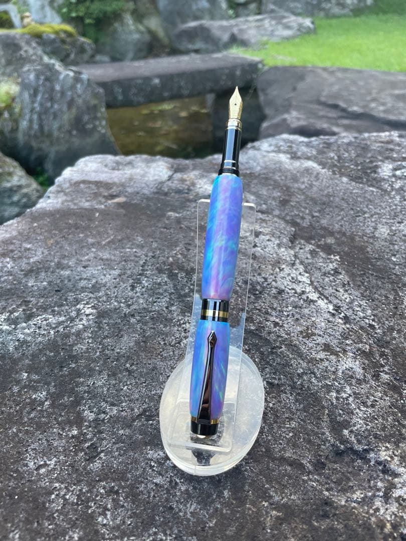 B品　万年筆　ハイブリッドオパール　ユニコーン緑斑