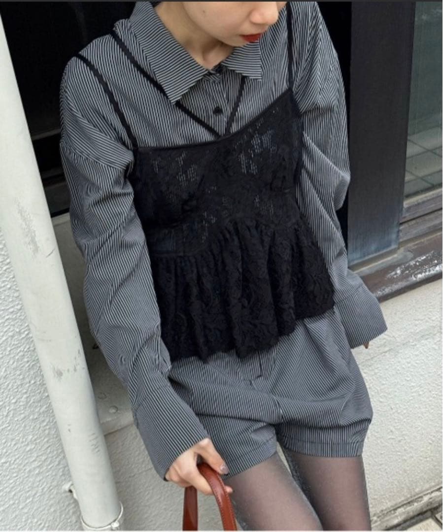 Ameri アメリ/ STRIPE SHIRT ROMPERS