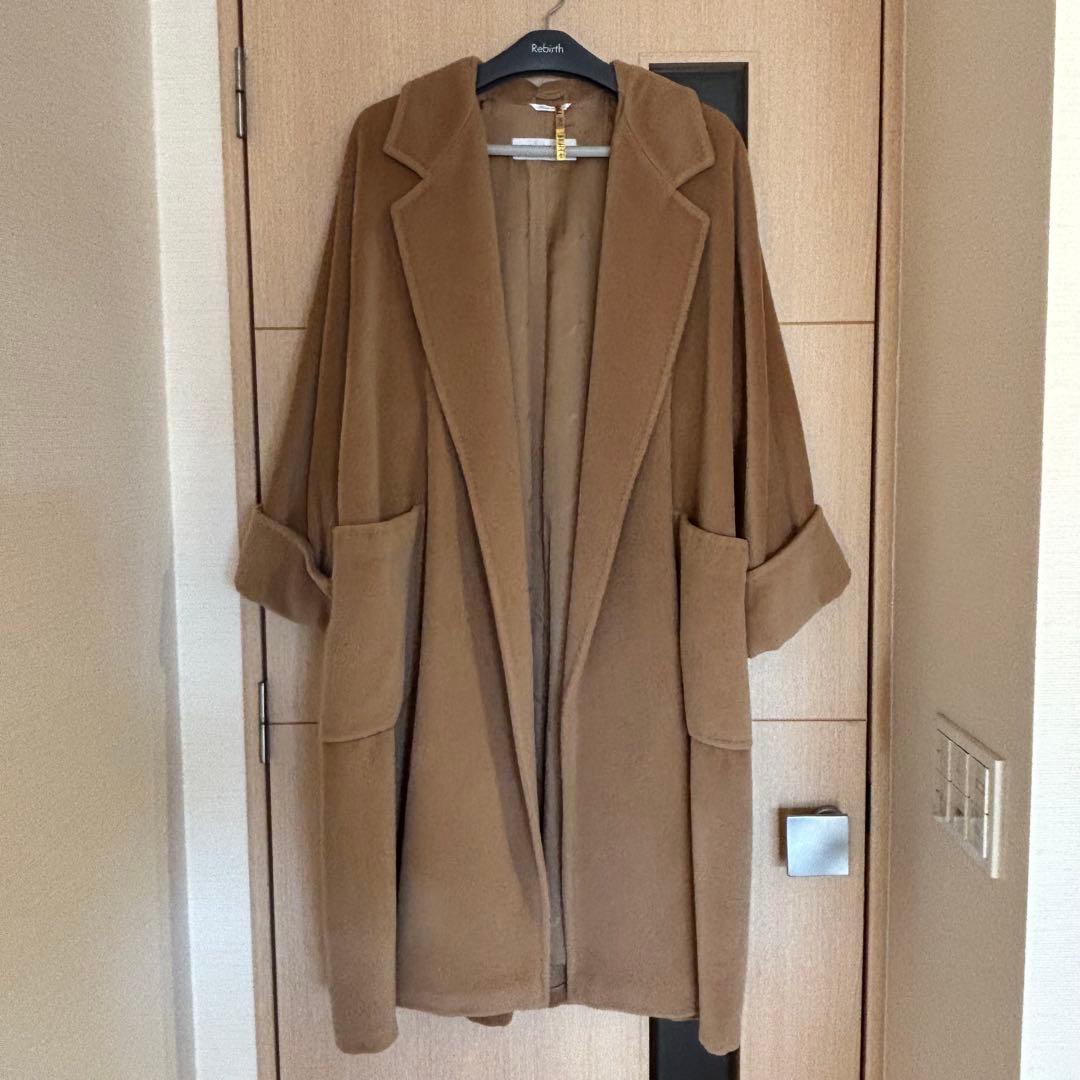 MaxMara★カシミヤ混　エレガントガウンコート　40 キャメル　ビンテージ