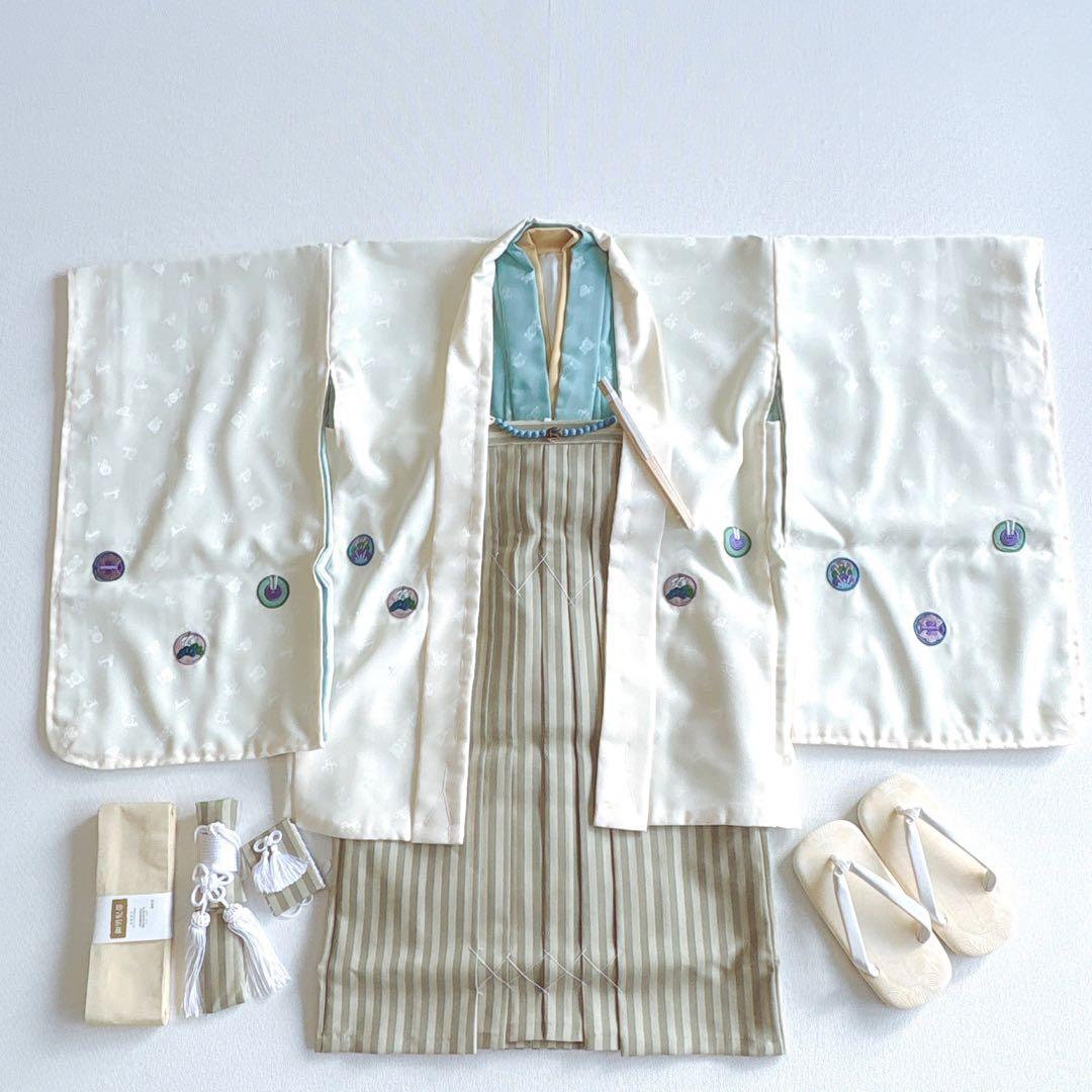 【フルセット】【新品未使用】七五三　５歳男の子　クリーム色あさぎ色　61271