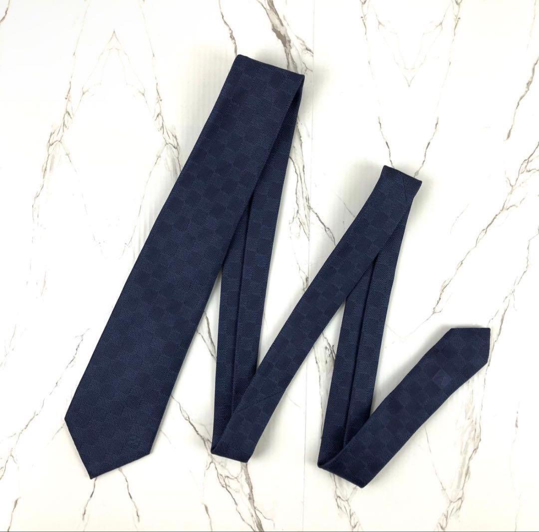 【ソルまる】未使用級　現行モデル　ルイヴィトン　ネクタイ　ダミエ　ロゴ