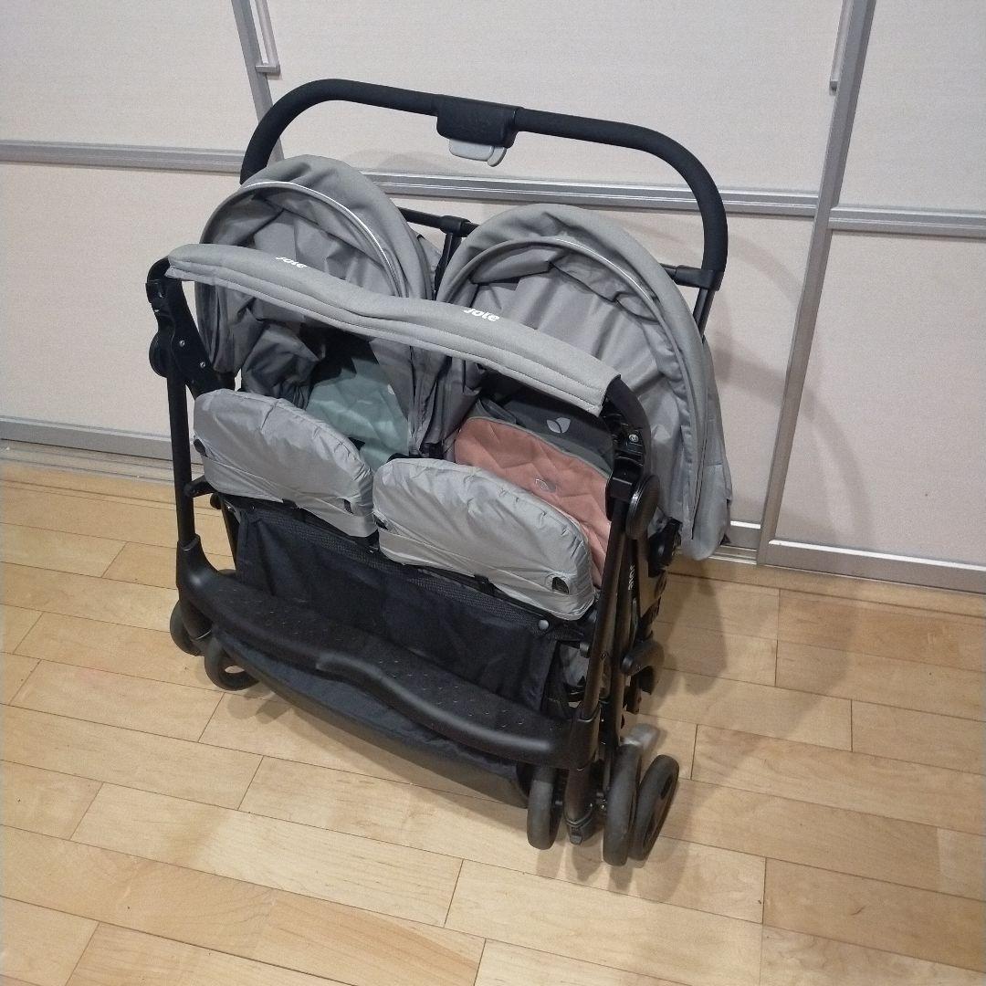 値下 美品 Joie エアツイン 横型2人乗りベビーカー水色ピンク 双子 ツイン