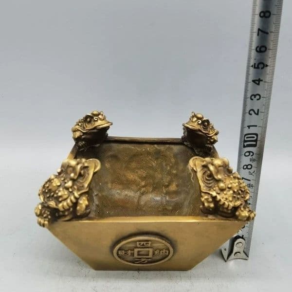 金蟾銅斗 開運 招財 装飾品 工芸品美術品 置物