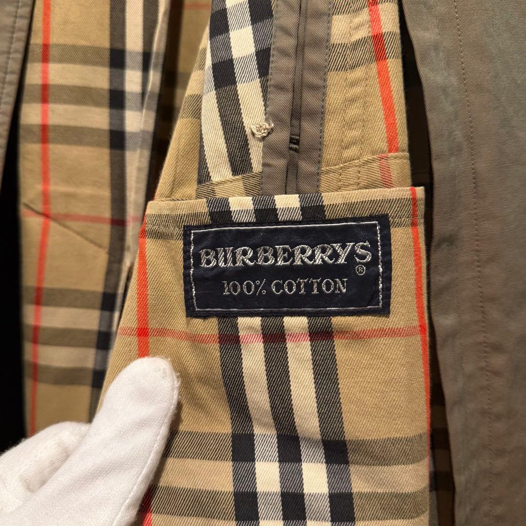 美品‼️バーバリー　ステンカラーコート ノバチェック英国製 玉虫色 コットン100