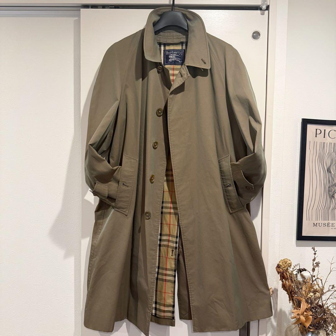 美品‼️バーバリー　ステンカラーコート ノバチェック英国製 玉虫色 コットン100