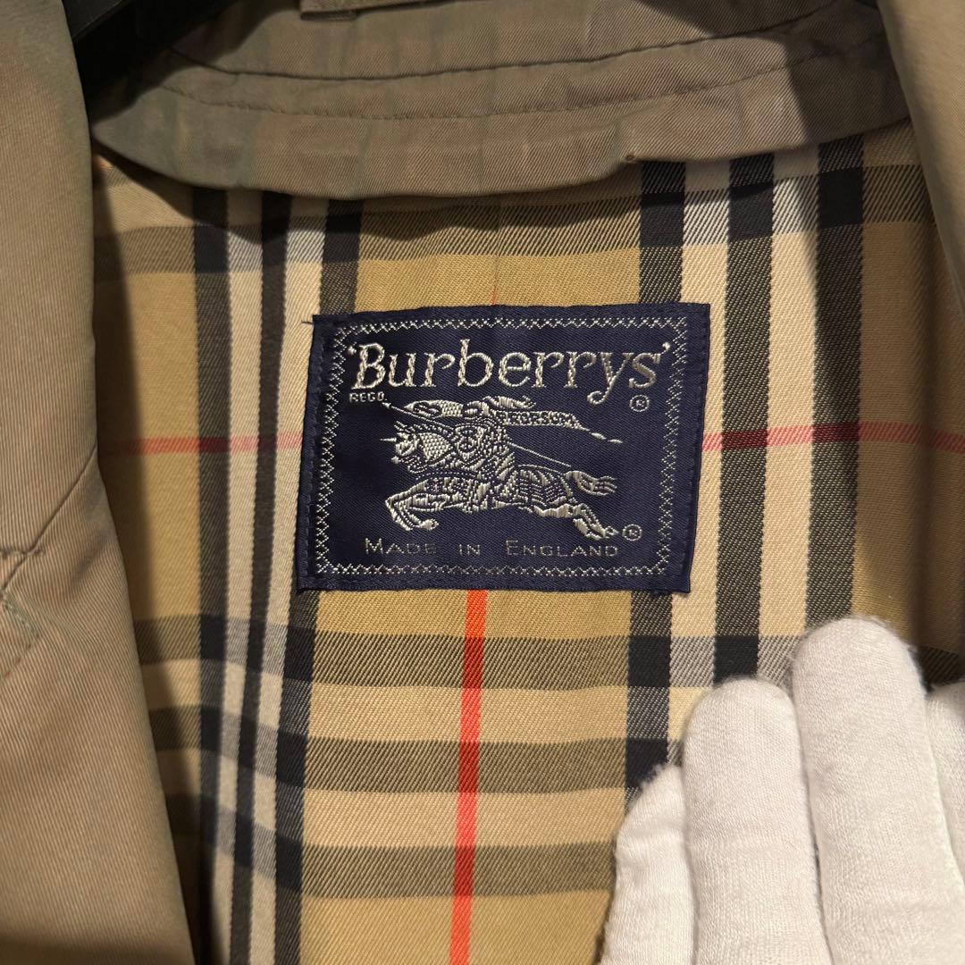 美品‼️バーバリー　ステンカラーコート ノバチェック英国製 玉虫色 コットン100