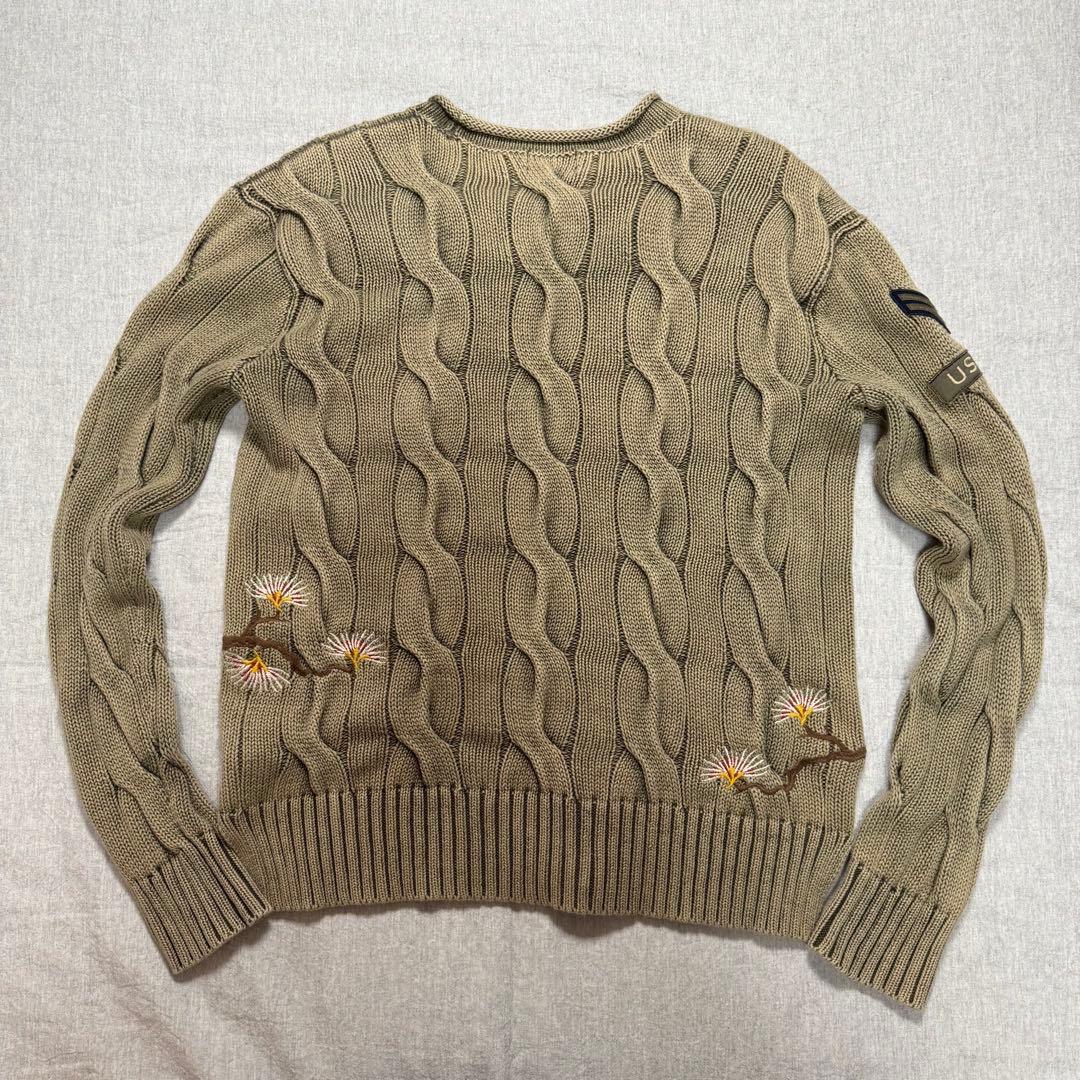 【人気モデル】美品 ラルフローレン コットン ケーブルニット 星条旗 イーグル