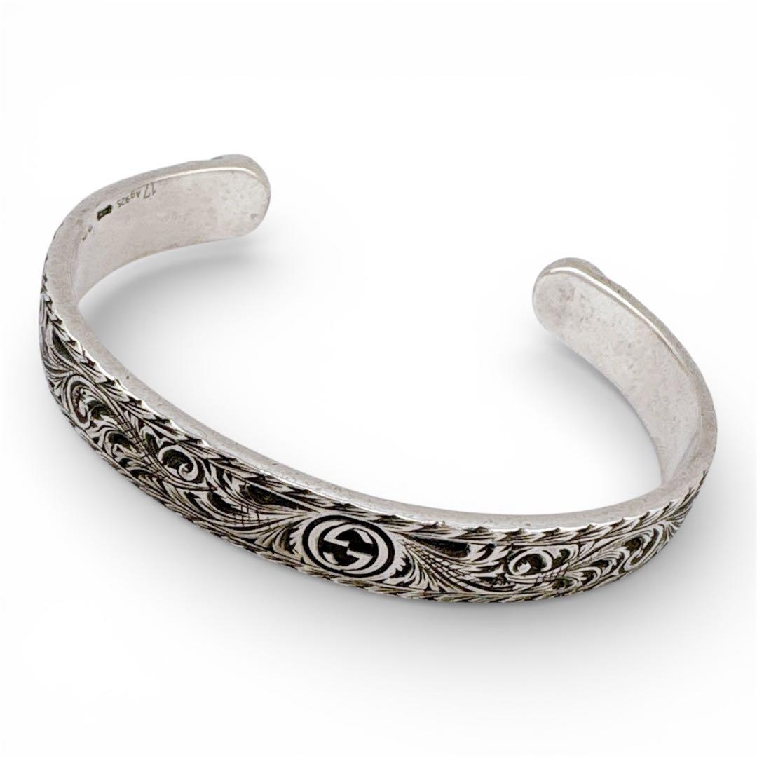 グッチ タイガーヘッドバングル キャットブレスレット 17 シルバー 925