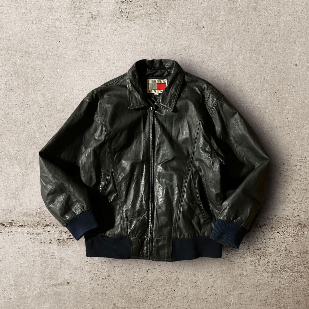 ばなな√ 様☆vintageレザージャケット本革リアルカウレザーシングル短丈ブル