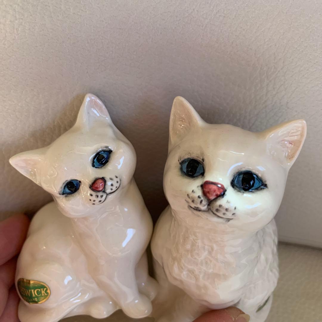 BESWICK ENGLAND白猫親子陶器置物 セット