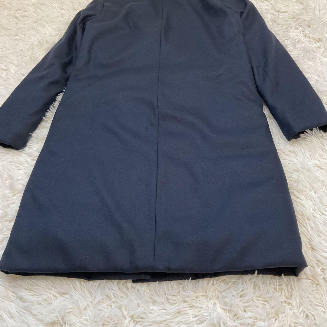 美品♪セオリーリュクス ダウン チェスターコート ロング 40 ネイビー