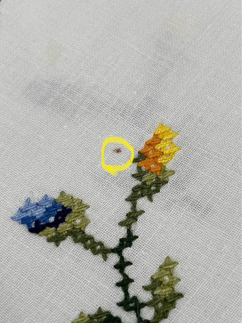 アンティーク　クロス　センターテーブル　手刺繍