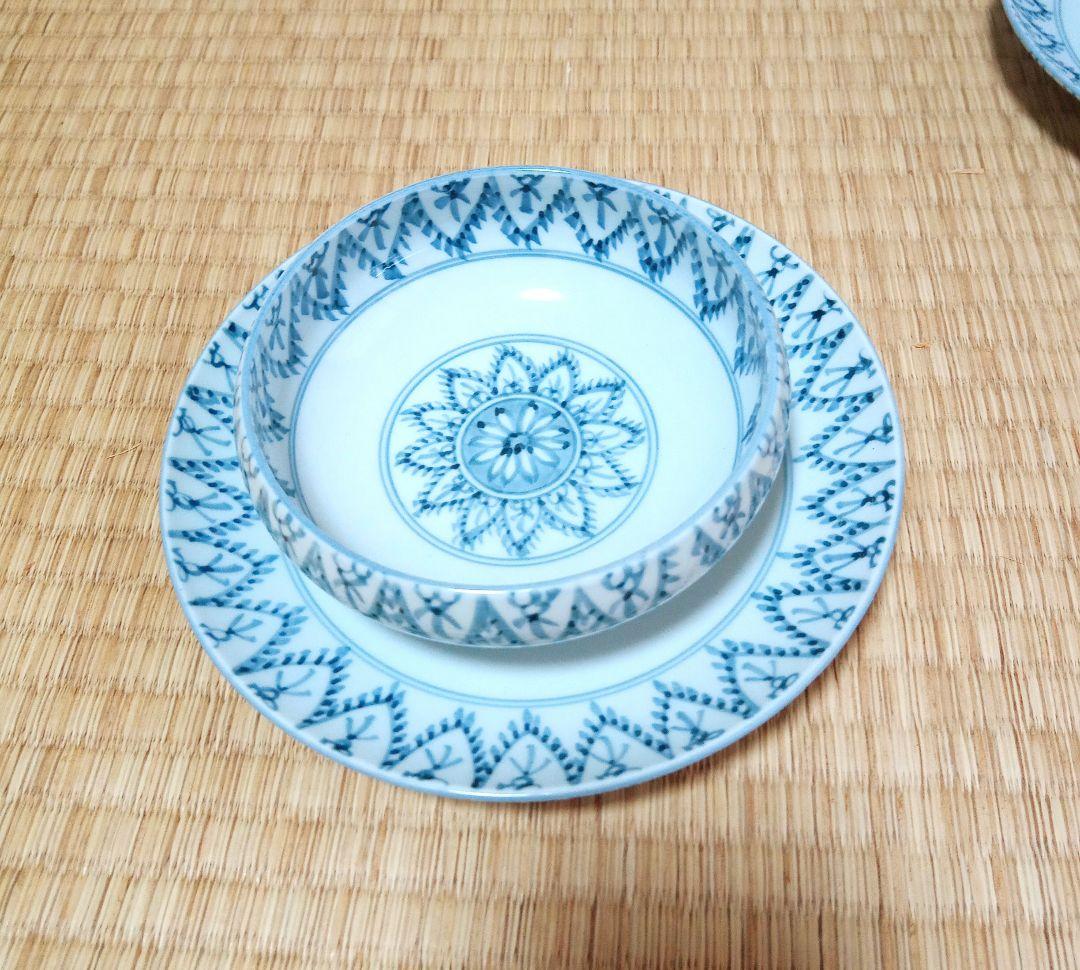 【新品 未使用】 有田焼 源右衛門窯 染付唐草 組皿 スープ皿 5客揃