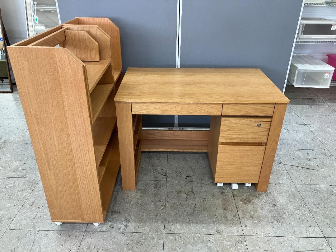 LOWYA 学習机 システムデスク ブラウン