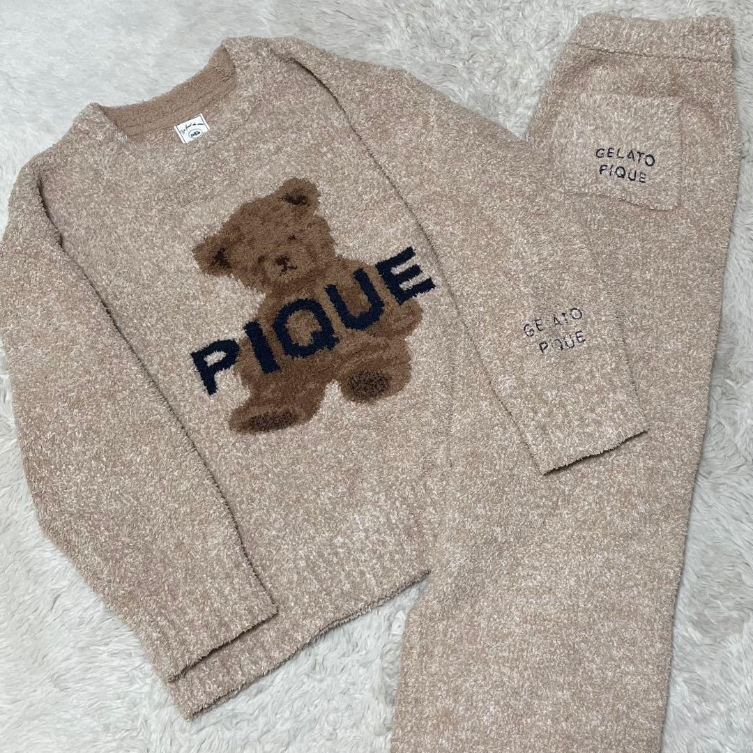 未使用級　ジェラートピケ　ルームウェア　パジャマ　セットアップ　くま　クマ　ベア