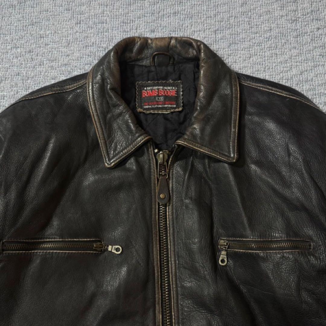 90s イタリア ユーロ 茶芯 レザージャケット ヴィンテージ ライダース