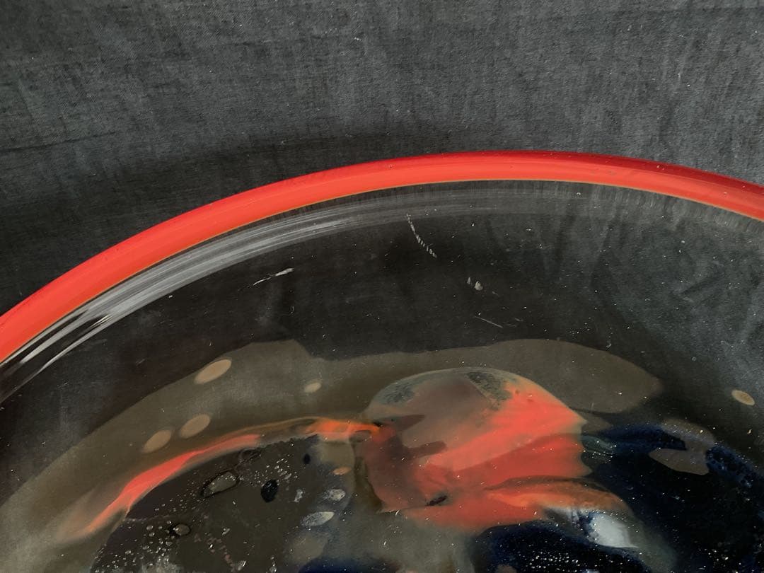 岩田藤七(1893-1980) 美しい「ガラス抽象画大皿」アート絵皿