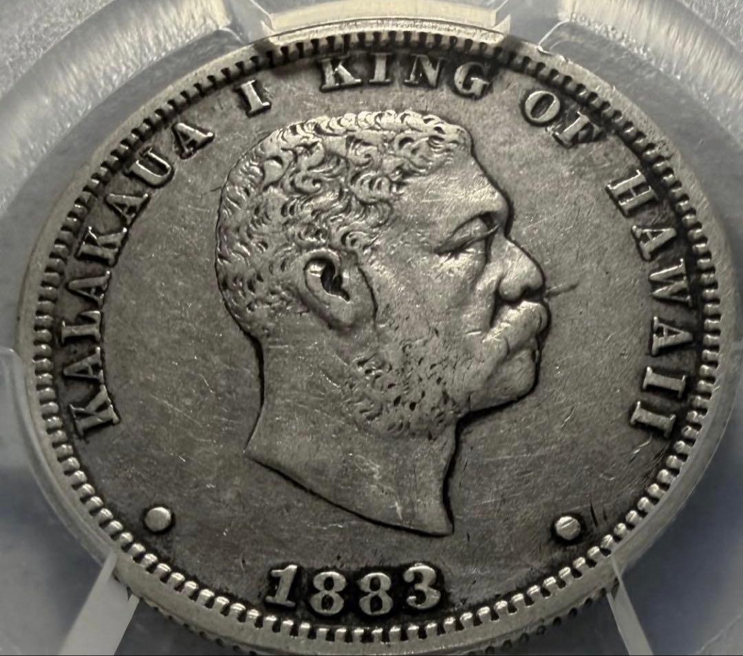 招*@様 1883年 ハワイ　カラカウア王 1/4D 銀貨　PCGS認定